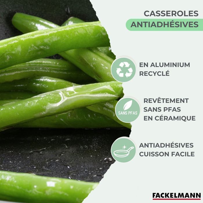 Set de 3 casseroles antiadhésives céramique 16, 18 et 20 cm Fackelmann Brandao