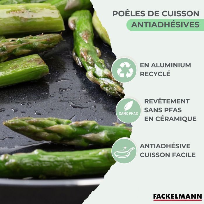 Set de 2 poeles - FACKELMANN - Brandao - Antiadhésives céramique - 24 et 28 cm