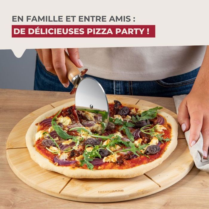 Ensemble de 2 Planches a pizza avec rainures de coupe - FACKELMANN - ō 32 cm
