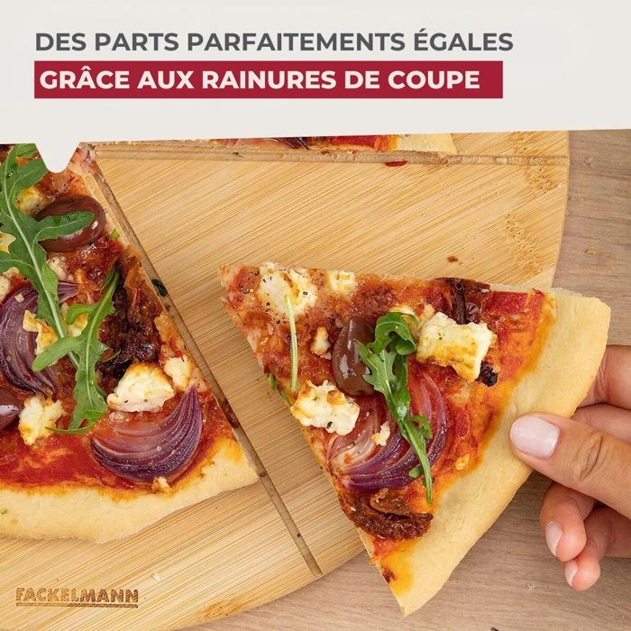 Ensemble de 2 Planches a pizza avec rainures de coupe - FACKELMANN - ō 32 cm