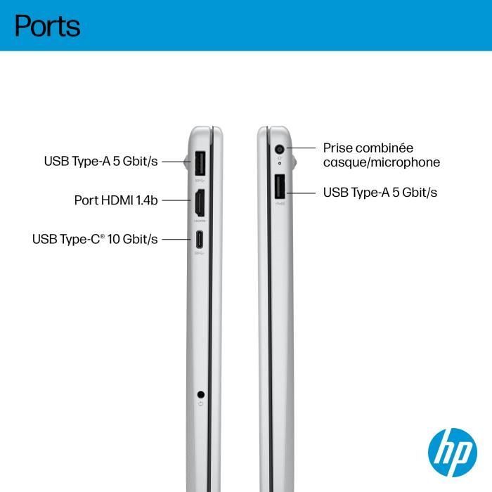 PC Portable HP Omnibook 3 15-fn0021nf - Windows 11 - 15,6 FHD IPS - Ryzen AI 5 340 - RAM 24Go - Stockage 512Go SSD - AZERTY