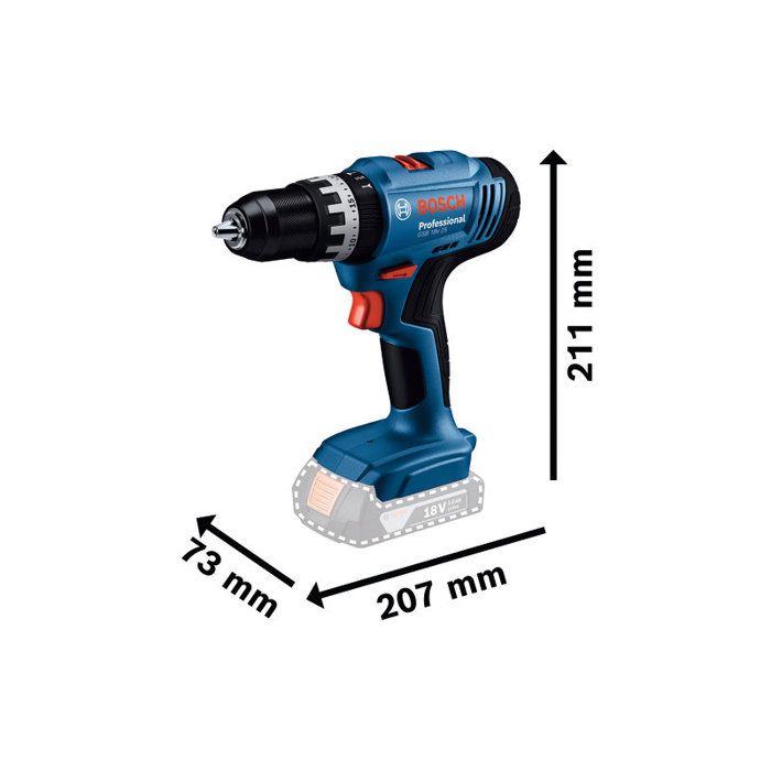 Perceuse a percussion sans fil BOSCH PROFESSIONAL - GSB 18V-25 - 2 batteries GBA 2,0Ah + chargeur GAL 18V-40 L
