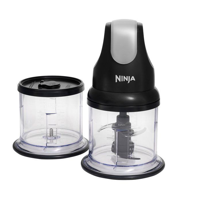 Hachoir électrique - NINJA - Express Chop - NJ1002EUBK - Mini hachoir et mixeur compact - 200 W - 2 bols de 500 ml