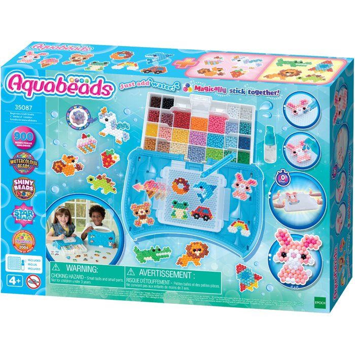 Aquabeads L'atelier d'initiation, Coffret 900 perles de 25 couleurs, perles qui collent avec de l'eau, 35087, Des 4 ans