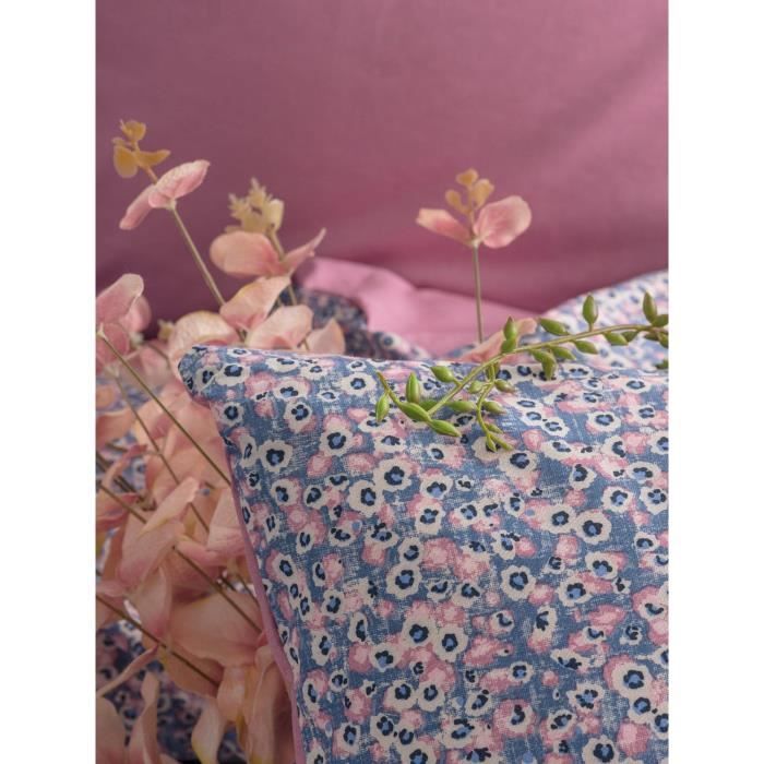 Parure de lit - 1 housse de couette 220 x 240 cm + 2 taies d'oreiller 60 x 60 cm - 100% coton renforcé - Rose