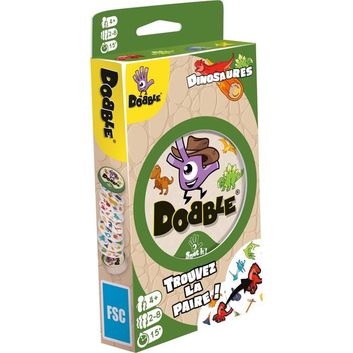Jeu Dobble Dinosaures - Jeu d'observation et rapidité - Des 4 ans - 2 a 8 joueurs - 15 min - Best-seller famille - Zygomatic