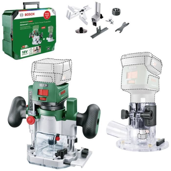 Affleureuse Bosch AdvancedTrimRouter 18V-8 avec base Router Plunge, sans batterie ni chargeur 06039D5002