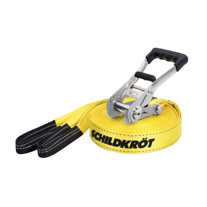 Slackline - SCHILDKROT - 15 m de long x 5 cm de large - Cliquet en métal - Sangle d'apprentissage incluse - Max 150 kg