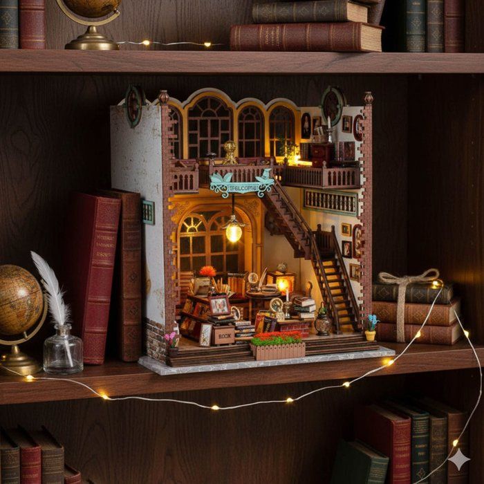 Book Nook - Kit DIY a construire Maquette 3D Serre Livre - Bibliotheque Creanook - 24 x 17 x 25 cm