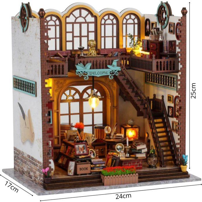 Book Nook - Kit DIY a construire Maquette 3D Serre Livre - Bibliotheque Creanook - 24 x 17 x 25 cm