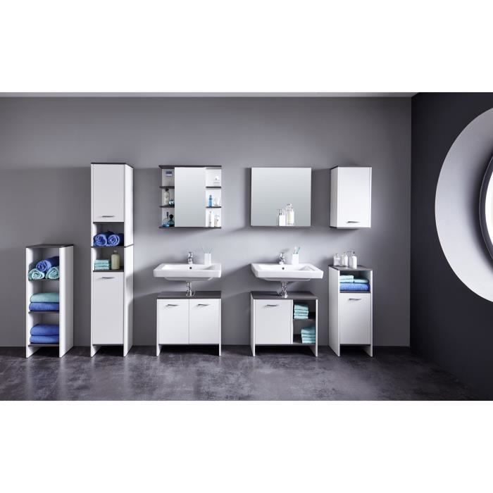 Meuble de salle de bain - rangement bas - Blanc -L32 x H82 x P28 cm - CALIFORNIA