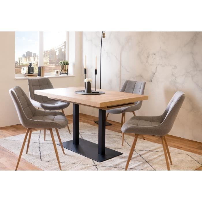 Table a manger extensible - ORLANDO - Chene artisan / noir - 6 a 10 personnes - 120-200 x 75 x 80 cm