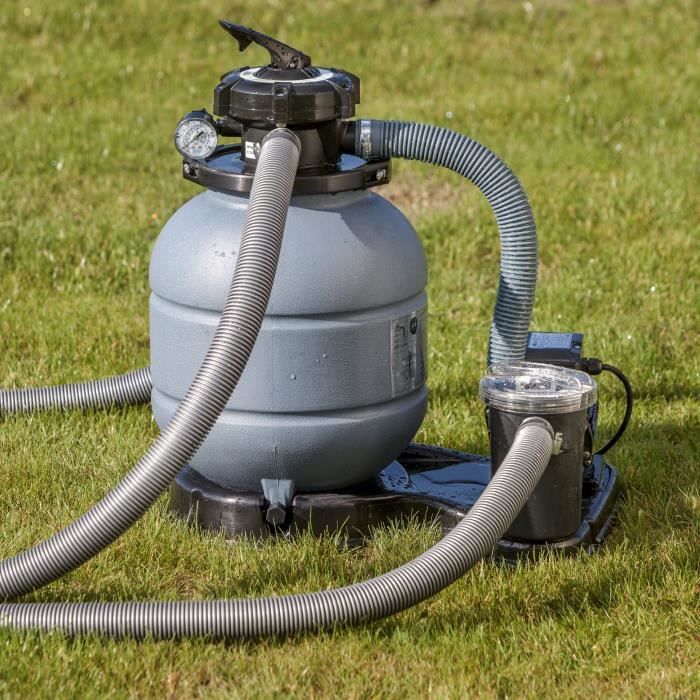 GRE - Kit Piscine hors sol acier ronde grise anthracite - Ø300 x H122 (Livrée avec filtre a sable + échelle)