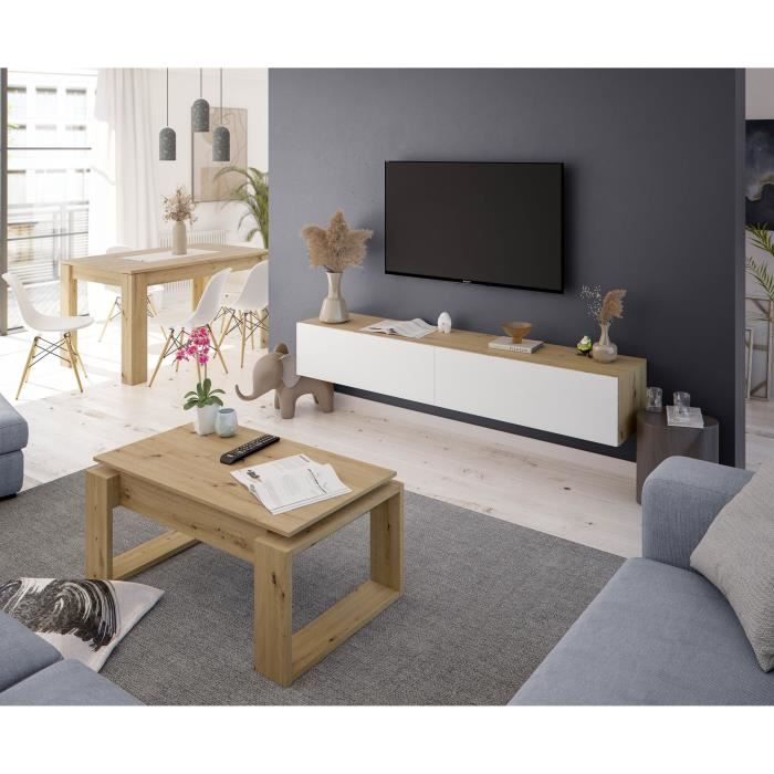 Table basse relevable - BALTIK - Rectangulaire - Chene - Sur pieds - 105 x 55 x 45 cm