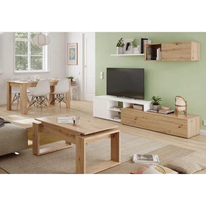 Table basse relevable - BALTIK - Rectangulaire - Chene - Sur pieds - 105 x 55 x 45 cm