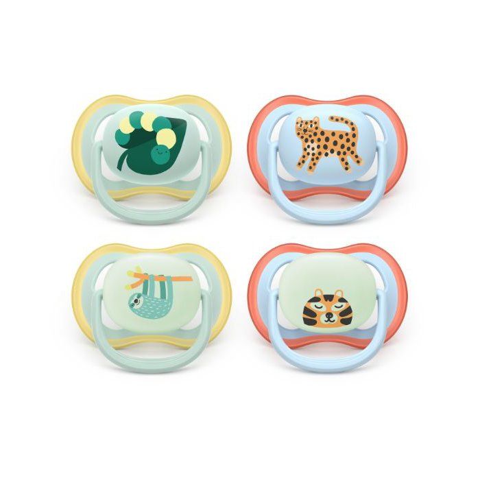 Lot de 4 sucettes ultra air - PHILIPS AVENT - SCF087/22 - Jour et nuit - Sans BPA - Jaune / Orange