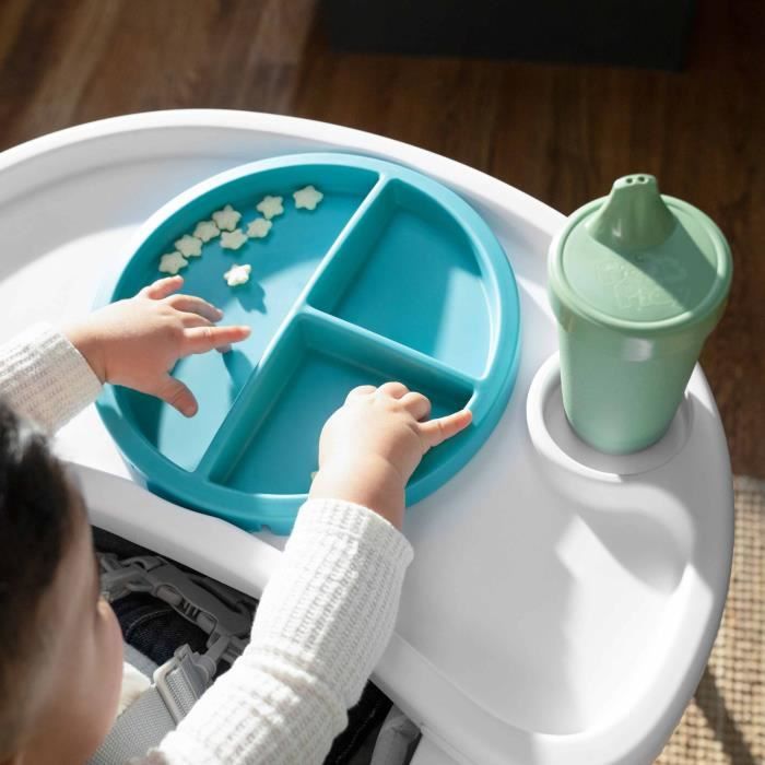 BABY EINSTEIN NEPTUNE Chaise haute bébé de 6 mois a 3 ans inclus: tapis d'eau, assiette sécurisé, tablette et poche de rangement