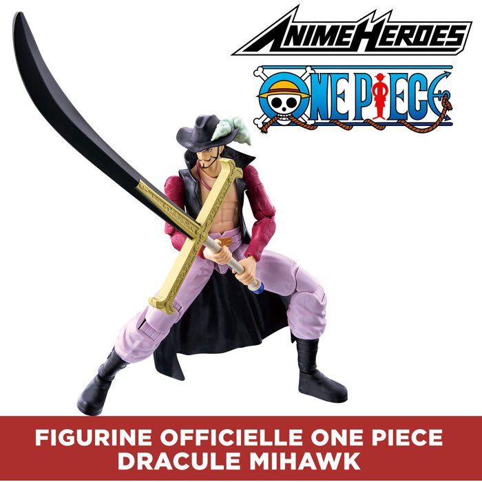 Figurine Anime Heroes articulée - BANDAI - One Piece - Dracule Mihawk oeil de Faucon - 17 cm