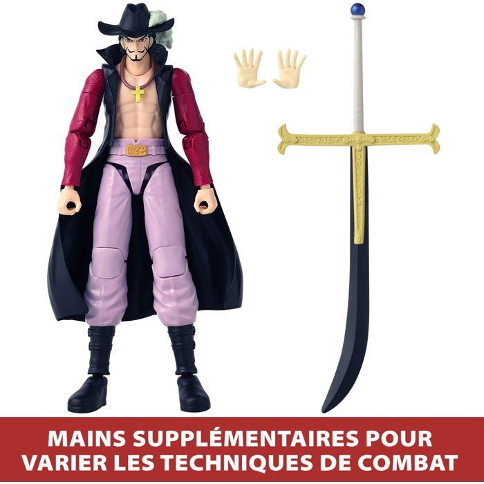Figurine Anime Heroes articulée - BANDAI - One Piece - Dracule Mihawk oeil de Faucon - 17 cm