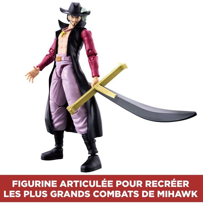 Figurine Anime Heroes articulée - BANDAI - One Piece - Dracule Mihawk oeil de Faucon - 17 cm