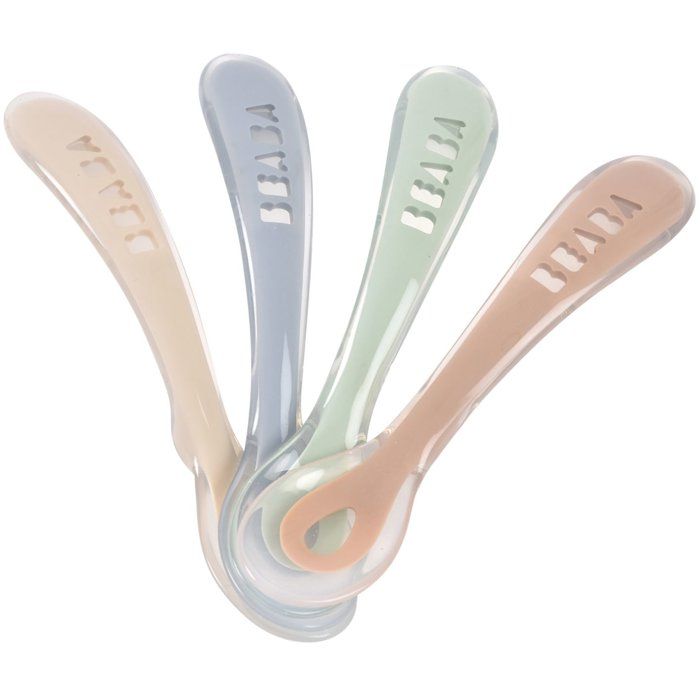 Lot de 4 cuilleres - BEABA - 2eme âge - En silicone - Natural set