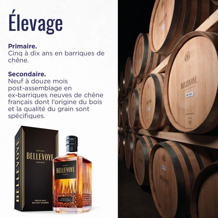 BELLEVOYE - NOIR - Whisky - Triple Malt - Origine : France - 43 % alcool - bouteille 70 cl
