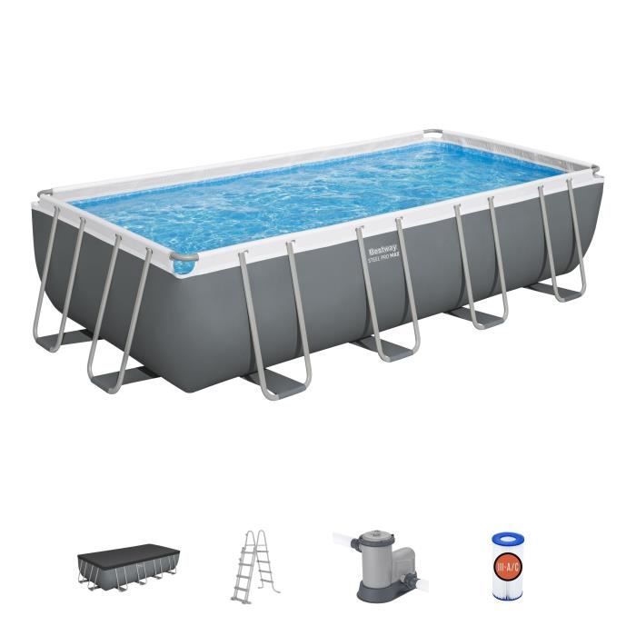 Kit Piscine hors sol tubulaire BESTWAY - Steel Pro Max™ - 549 x 274 x 122 cm - Rectangulaire (Filtre a cartouche, bâche, échelle)