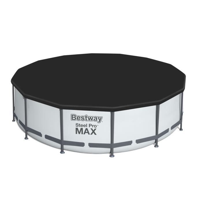 Kit Piscine hors sol tubulaire - BESTWAY - Steel Pro Max - 427 x 107 cm - Ronde (Pompe, échelle, bâche et cartouche de filtration)