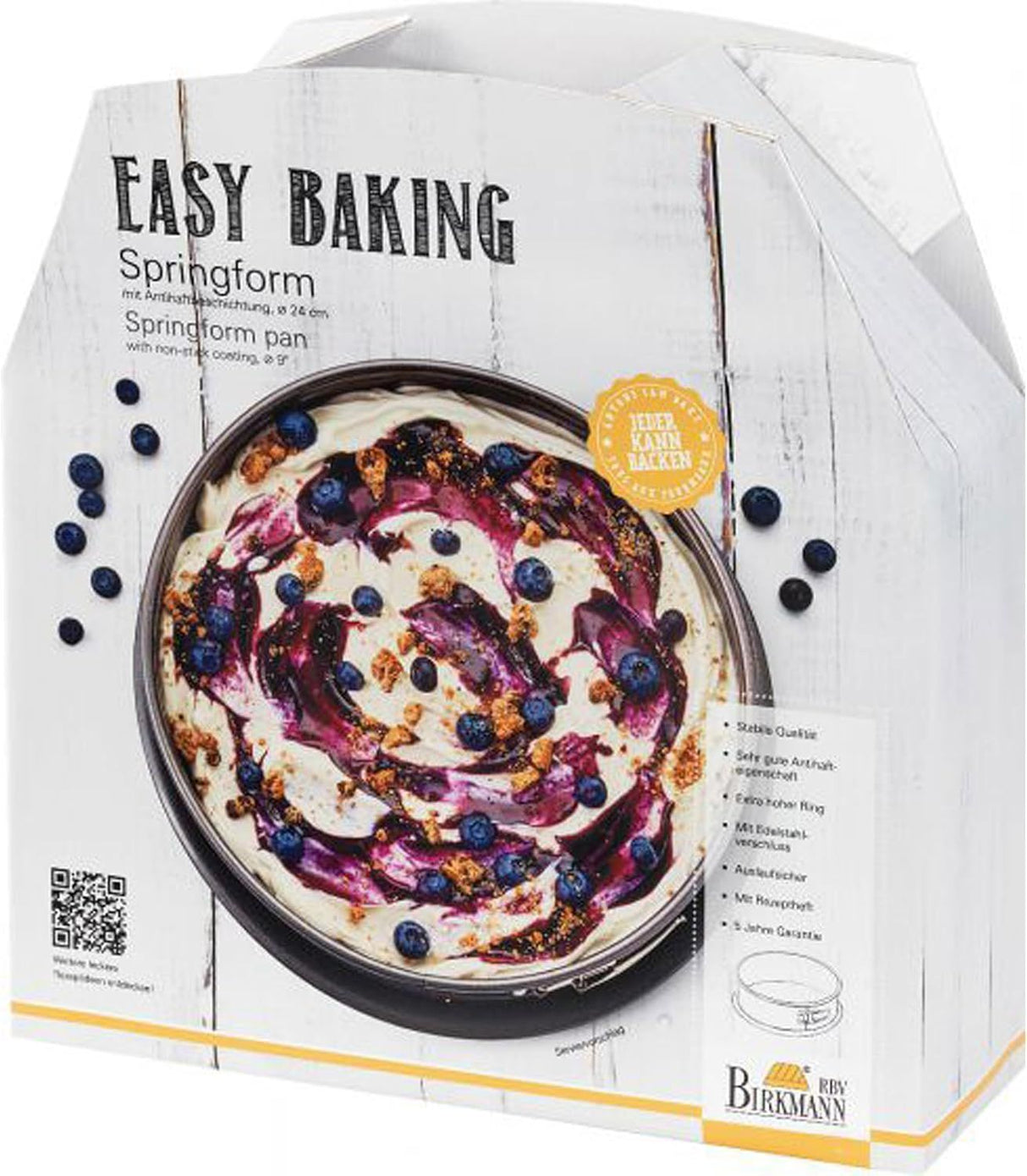 Moule a fond amovible - BIRKMANN - EASY BAKING - Acier carbone - Anti adhésif - 24 x 24 x 9 cm