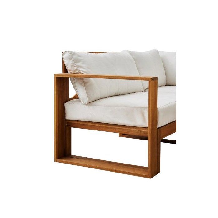 Salon de jardin d'angle modulable - Bois d'acacia - 5 personnes - LEVATA - Beige