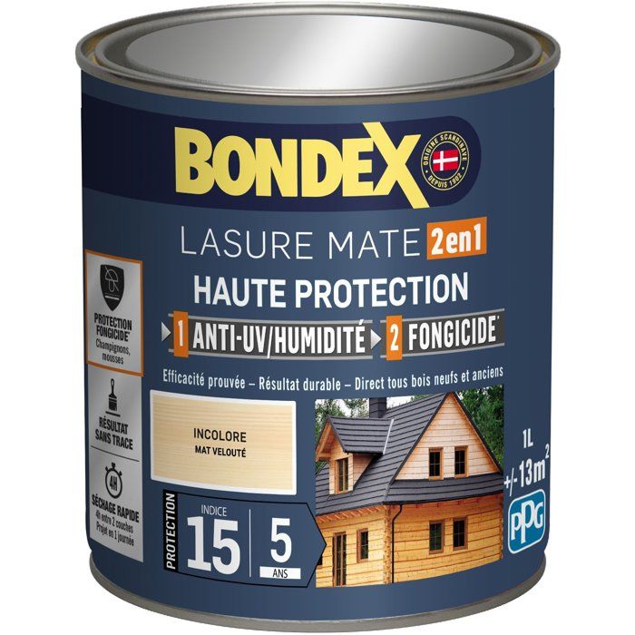 BONDEX Lasure 2 en 1 Satin Haute Protection 5 ans - Incolore