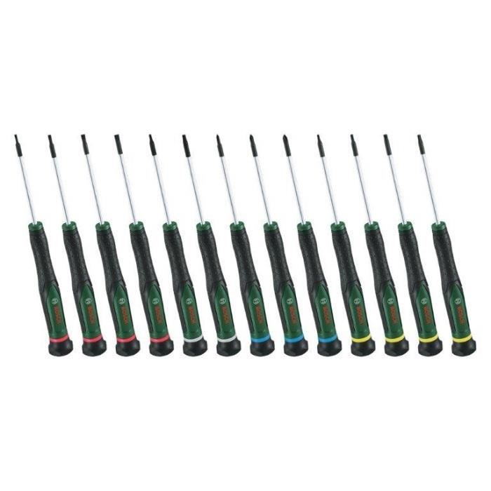 Bosch Set de tournevis 13 pcs (pour bricolage/modélisme/artisanat embouts précis et magnétiques PH/TX/HEX/SL)