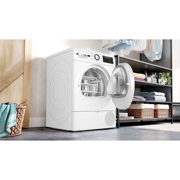 Seche-linge pompe a chaleur BOSCH WQG133DTFR SER6 - 8 kg - Induction - L60cm - Classe C - Blanc