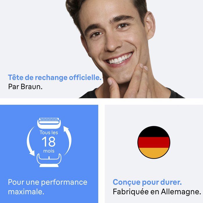 Tete de rasoir BRAUN Series 3 - 2 grilles - 100 % fabriqué en Allemagne
