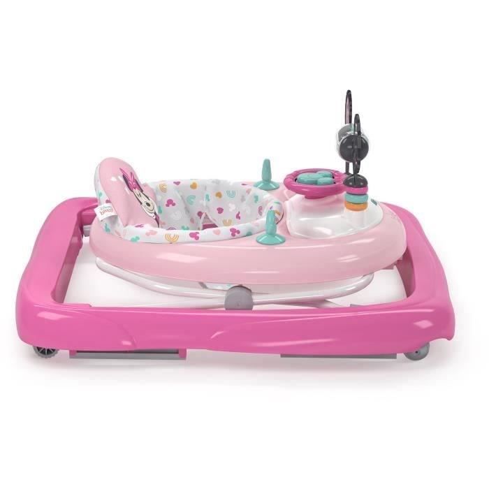 DISNEY BABY -MINNIE-Trotteur bébé fille évolutif et pliable 2-en-1 Avec jouet d'éveil amovible intégré, cadeau bébé