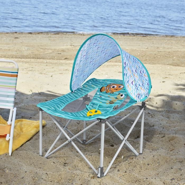 DISNEY BABY- NEMO- Transat bébé pliable Pop 'N Chill, pare soleil SPF +50 et sac de transport inclus