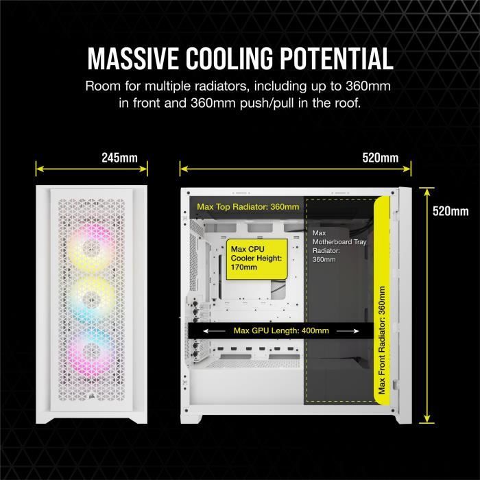 Boîtier PC - CORSAIR - FRAME 5000D RS ARGB Airflow - Moyen-tour - Blanc - CC-9011310-WW