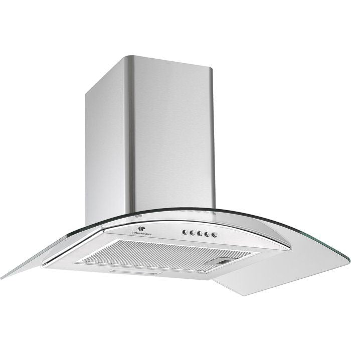Hotte décorative - CONTINENTAL EDISON - CEH60GS2 - Classe A - 60 x 47 x 50/84 cm - Inox / Verre
