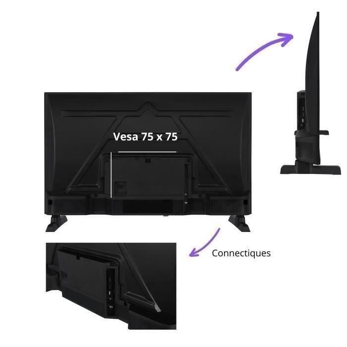 TV LED - CONTINENTAL EDISON - CELED32HD25B3 - HD 32 (80 cm) - 2xHDMI, 1xUSB - Noir