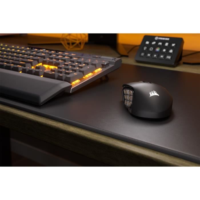Souris Gaming - Sans fil - CORSAIR - SCIMITAR ELITE RGB Wireless - 16 boutons programmables - Autonomie 150h - Noir (CH-9314311-EU)