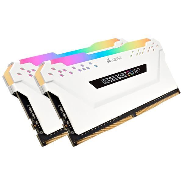 Mémoire RAM - CORSAIR - Vengeance RGB Pro Series DDR4 - 16GB 2x8GB DIMM - 3200 MHz - 1.35V - Blanc (CMW16GX4M2C3200C)