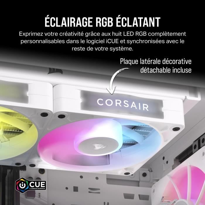Refroidissement PC - CORSAIR - CO-9051023-WW - Kit d'extension ventilateurs PWM iCUE LINK RX140 RGB 140 mm White