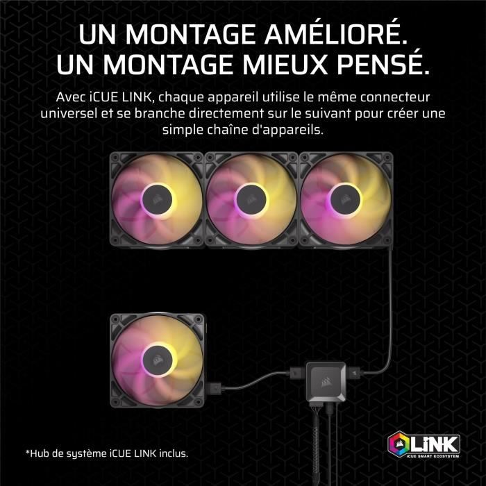 Refroidissement PC - CORSAIR - CO-9051036-WW - Kit de dťmarrage ventilateurs iCUE LINK RX140 RGB Max Dual Fan