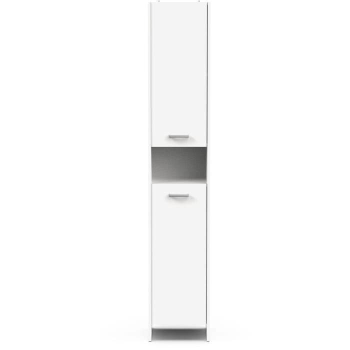 Colonne lingere de salle de bain - Blanc mat - 2 portes - L34,2 x P33 x H185 cm - DEMEYERE