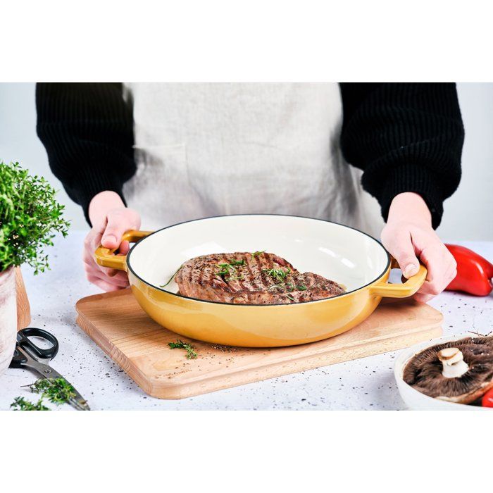 Poele a grill - COSY & TRENDY - FONTESTIC - Fonte émaillée - Ř28 cm - Tous feux dont induction - Ambre