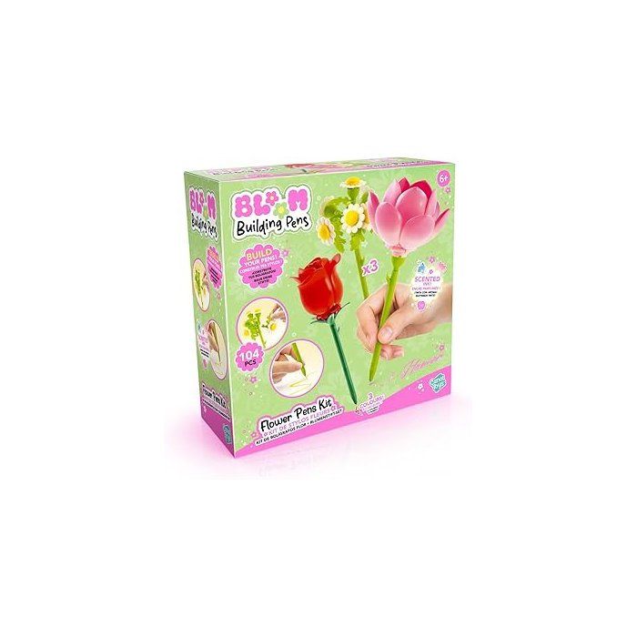 Stylo Fleur a Construire – Pack de 3 – Rose, Lotus et Marguerite - Encre pailletée et parfumée – BLM 002- Canal Toys - BLOOM