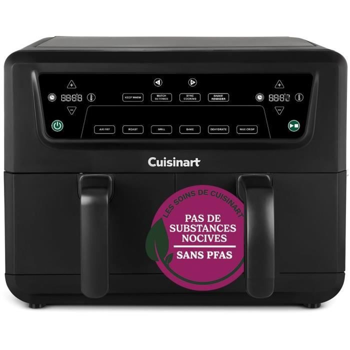 Friteuse sans huile CUISINART - Airfryer AFD10OBLE - Capacité 10,4L - Double cuves - Noir - 2400W