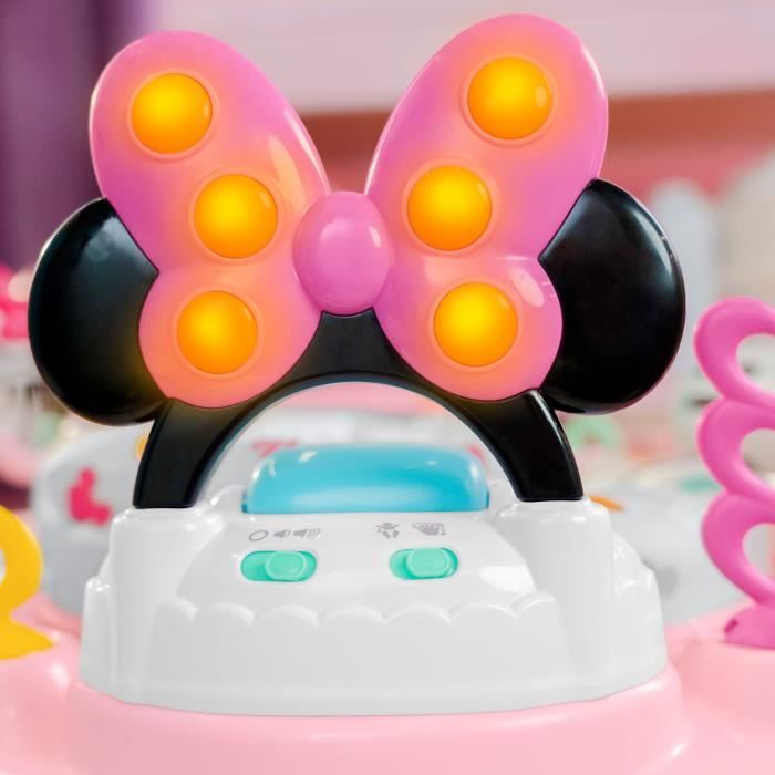DISNEY BABY - MINNIE - Aire d'éveil bébé multi-jouets, siege sauteur a rebonds évolutif, pivotant a 360°, cadeau bébé