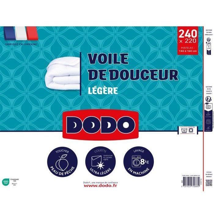 DODO - Couette ultra légere 100 g/m˛ - VOILE DE DOUCEUR - 220 x 240 cm - Blanc