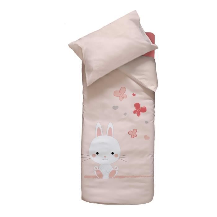 Parure de lit lapinou - Rose - 100 x 140 cm